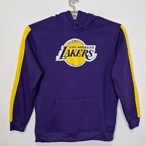 NBA "NEW" Men's Purple Yellow Long Angeles Lakers Sporty Pullover Hoodie Size XL